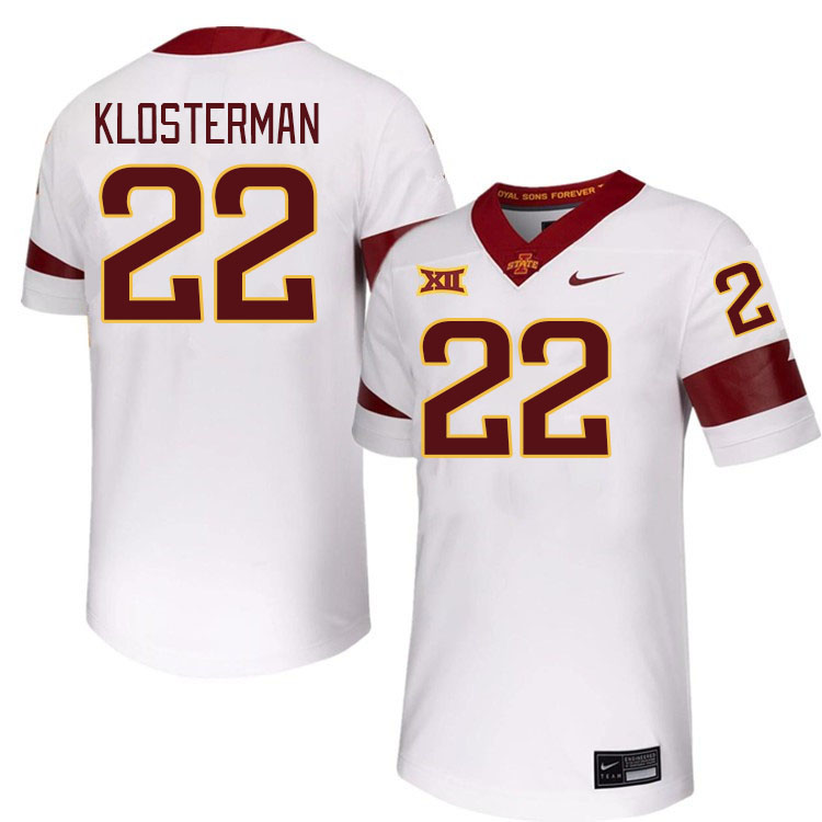 Men #22 John Klosterman Iowa State Cyclones College Football Jerseys Stitched-White